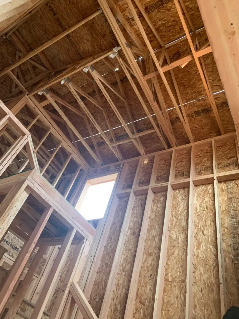 The inside of our third property in Utah during the building phase. All wood without anything finished yet. 