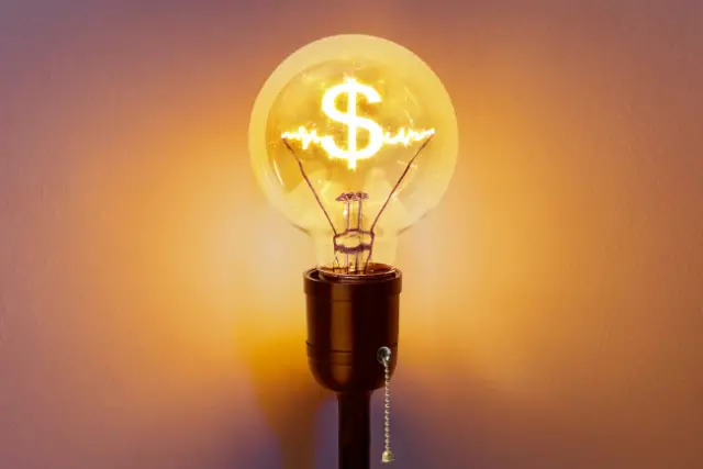 Money symbol in light bulb (having a rich mindset)