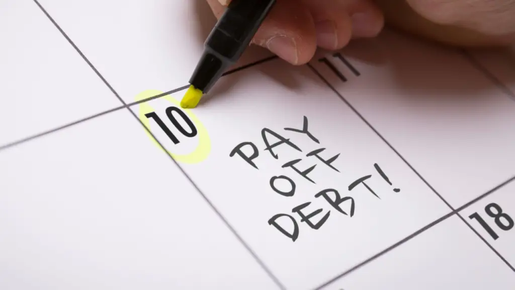 Circling a date on the calendar for when you will pay off debt