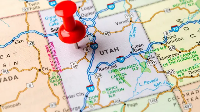 Pin on utah map showing the plan to retire in Utah.