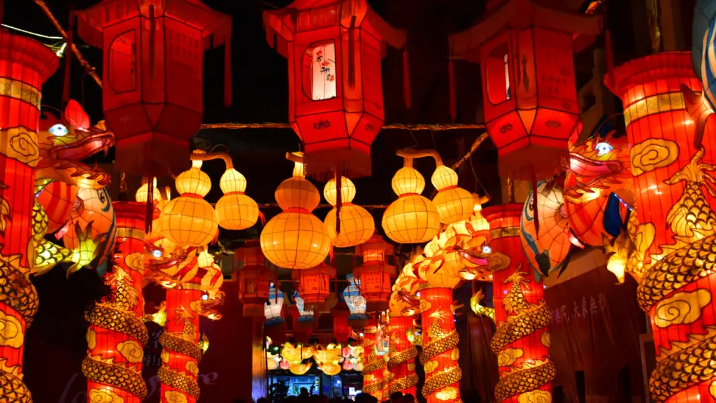 Lanterns during the chinese new year festival in Wuhan China