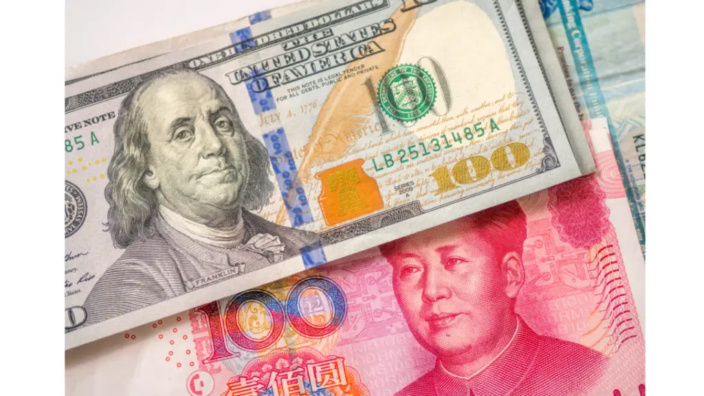 The dollar bill and chinese yuan, meaning to save money by avoiding the worst places to exchange currency