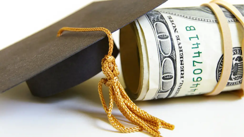 Graduation cap and a roll of hundred dollar bills
